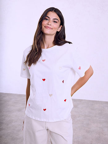 T-shirt με κεντητές καρδιές SQ1801.4956+1
