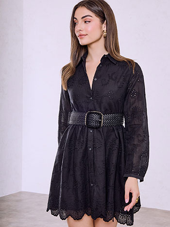 Σεμιζιέ φόρεμα κεντητό μίνι SQ1801.8063+4
