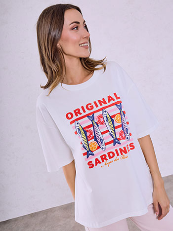 Celestino T-Shirt με Στάμπα Ψάρια Sq453 4981+1 Μπλούζες T-Shirts Γυναικεία Ρούχα Μόδα