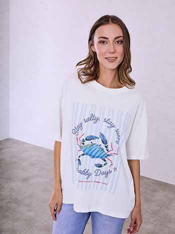 T-shirt με στάμπα καβούρι SQ453.4987+1