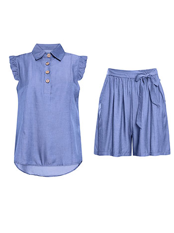 Σετ τοπ και σορτς με denim όψη SQ7559.0365+1