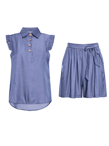 Σετ τοπ και σορτς με denim όψη SQ7559.0365+2