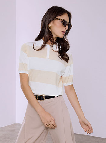 Μπλούζα ριγέ με γιακά SQ7561.4045+3