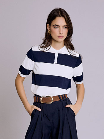 Μπλούζα ριγέ με γιακά SQ7561.4045+5