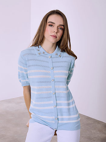 Μπλούζα με strass και πέρλες SQ7561.4056+2