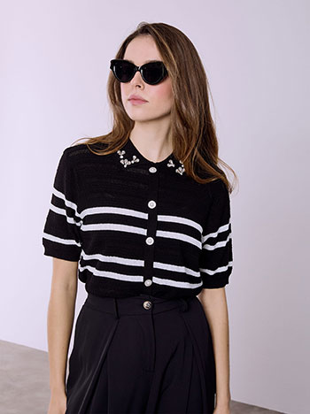 Μπλούζα με strass και πέρλες SQ7561.4056+1