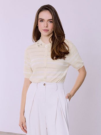 Μπλούζα με strass και πέρλες SQ7561.4056+4