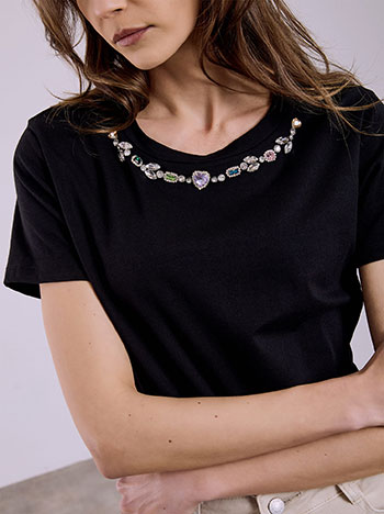 Celestino T-Shirt με Strass Πέτρες Sq7561 4093+2 Μπλούζες T-Shirts Γυναικεία Ρούχα Μόδα