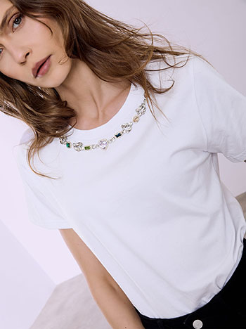 Celestino T-Shirt με Strass Πέτρες Sq7561 4093+1 Μπλούζες T-Shirts Γυναικεία Ρούχα Μόδα