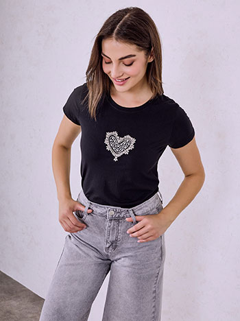 T-shirt με strass καρδιά SQ7561.4327+2