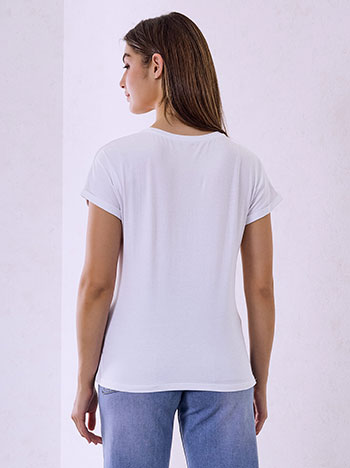 T-shirt με στάμπα και πέρλες SQ7561.4369+2