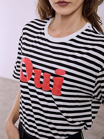 Celestino T-Shirt Ριγέ με Στάμπα Sq7561 4859+4 Μπλούζες T-Shirts Γυναικεία Ρούχα Μόδα
