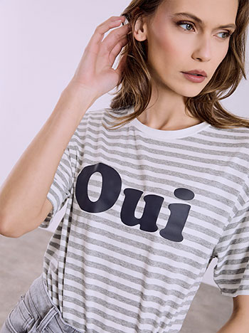 Celestino T-Shirt Ριγέ με Στάμπα Sq7561 4859+2 Μπλούζες T-Shirts Γυναικεία Ρούχα Μόδα
