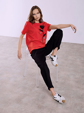 T-shirt με ανάγλυφη παπαρούνα SQ7561.4861+3