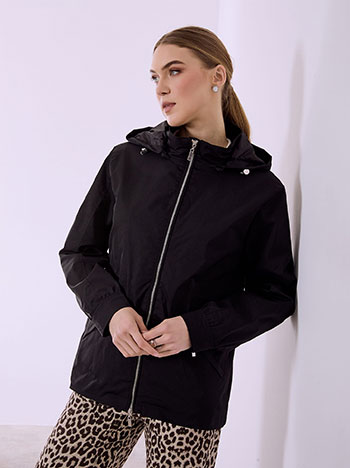 Μπουφάν μονόχρωμο με κουκούλα SQ7561.6016+1