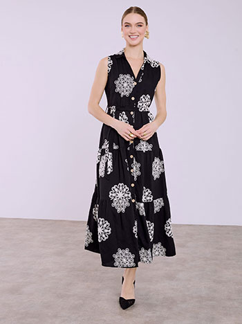 Φόρεμα σεμιζιέ απο βισκόζη με κεντήματα SQ7563.8126+3