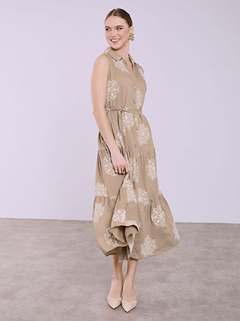 Φόρεμα σεμιζιέ απο βισκόζη με κεντήματα SQ7563.8126+2