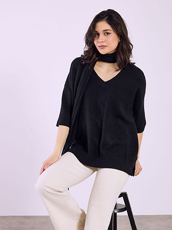 Πουλόβερ με αποσπώμενο κασκόλ SQ7568.4029+1