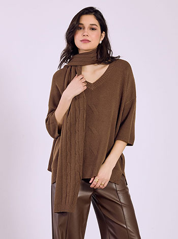 Πουλόβερ με αποσπώμενο κασκόλ SQ7568.4029+4