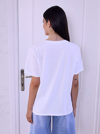 T-shirt με τύπωμα και πέρλες SQ7568.4107+1