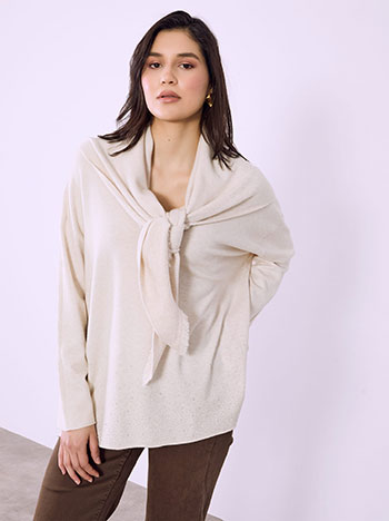 Πουλόβερ με πλεκτό μαντήλι SQ7568.4117+4