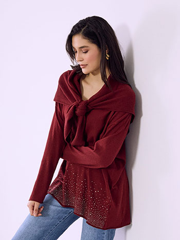 Πουλόβερ με πλεκτό μαντήλι SQ7568.4117+5