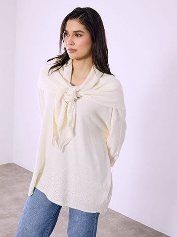 Πουλόβερ με πλεκτό μαντήλι SQ7568.4117+6