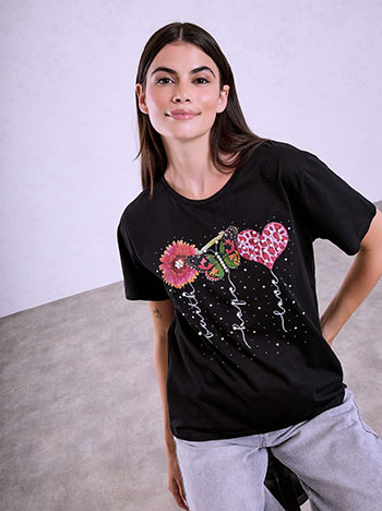 T-shirt με πέρλες SQ7568.4125+2
