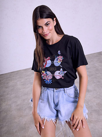 T-shirt με στάμπα Live Laugh Love SQ7568.4132+2