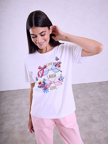 T-shirt με στάμπα Live Laugh Love SQ7568.4132+1