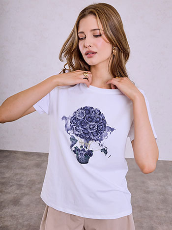 T-shirt με στάμπα αερόστατο SQ7568.4167+6