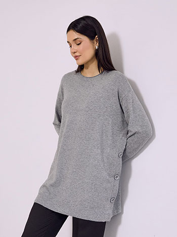 Πουλόβερ μακρύ με κουμπιά στο πλάι SQ7568.4175+2