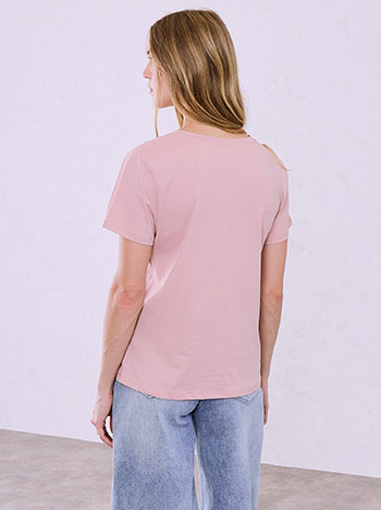T-shirt με μεταλλιζέ στάμπα SQ7568.4180+5