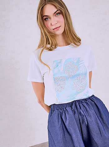 T-shirt με μεταλλιζέ στάμπα SQ7568.4180+1