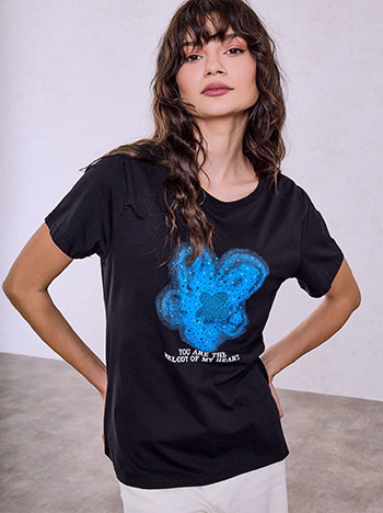 T-shirt με strass και τρουκς SQ7568.4192+3