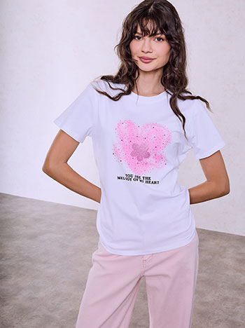 T-shirt με strass και τρουκς SQ7568.4192+5