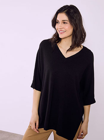 Πουλόβερ μακρύ με V λαιμόκοψη SQ7568.4218+1