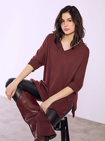 Πουλόβερ μακρύ με V λαιμόκοψη SQ7568.4218+5