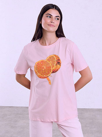 T-shirt με στάμπα πορτοκάλια SQ7568.4237+3