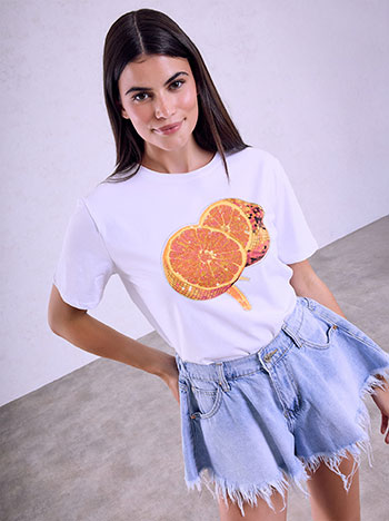 T-shirt με στάμπα πορτοκάλια SQ7568.4237+1