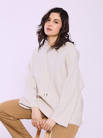 Πουλόβερ oversized με κουκούλα SQ7568.4340+4