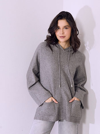 Πουλόβερ oversized με κουκούλα SQ7568.4340+2