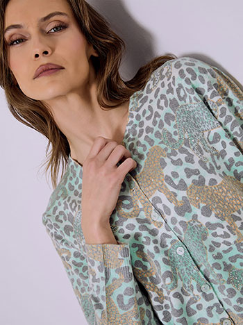 Ζακέτα με strass και animal print SQ7568.5032+2