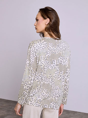 Celestino Ζακέτα με Strass Και Animal Print Sq7568 5032+3 Πανωφόρια Ζακέτες Γυναικεία Ρούχα Μόδα