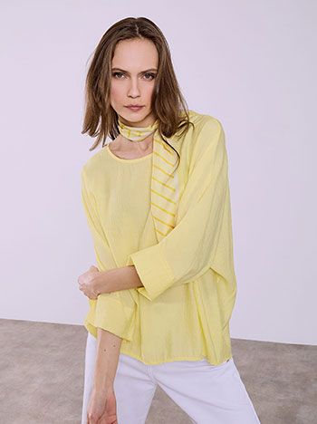 Μπλούζα με όψη τσαλακωμένου και φουλάρι SQ7569.4007+3