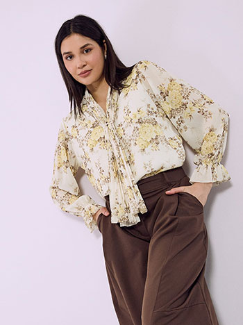 Μπλούζα φλοράλ με πλισέ γιακά SQ7569.4429+2