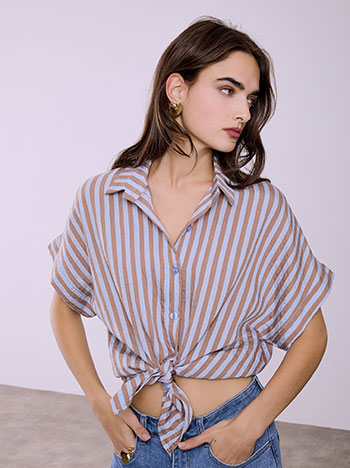 Πουκάμισο ριγέ με δέσιμο SQ7570.3370+3