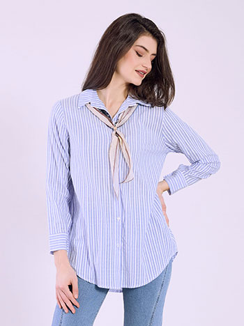 Πουκάμισο ριγέ με εμπριμέ μαντήλι SQ7570.3863+2