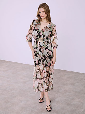 Φόρεμα κρουαζέ φλοράλ SQ7570.8901+1