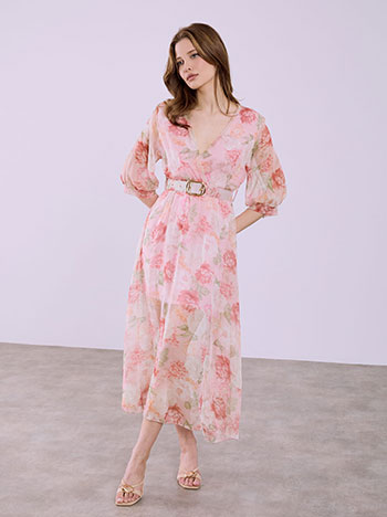 Φόρεμα κρουαζέ φλοράλ SQ7570.8901+2